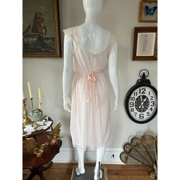 Vintage 50s 60s Juliana Lingerie blush pink lace pleated Negligee Size 34 S/M - Picture 7 of 11